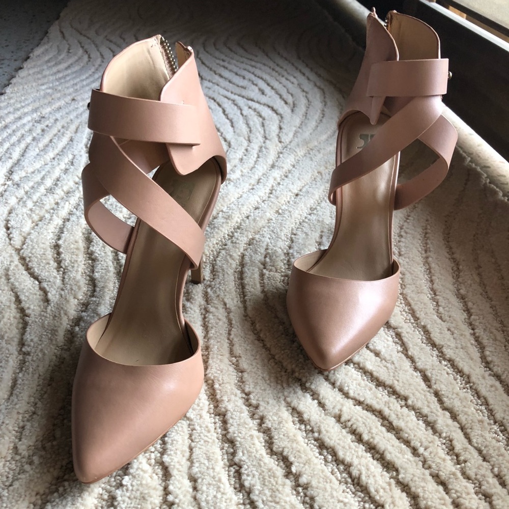 Nude ankle wrap heels